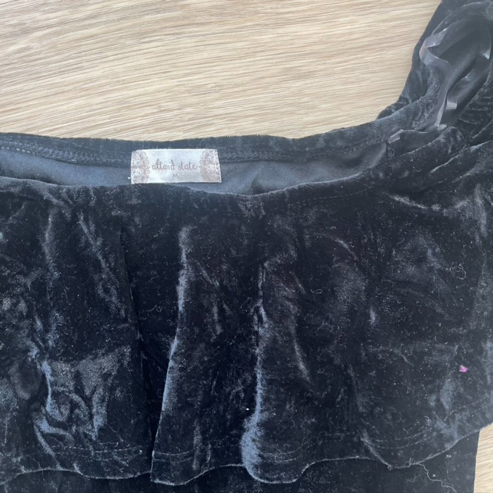 ** Altar’d State Marina Black Velvet Bodysuit Size medium - Picture 5 of 11